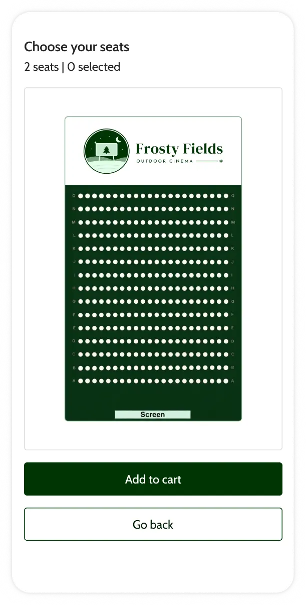 mobile phone selecting seats to book
